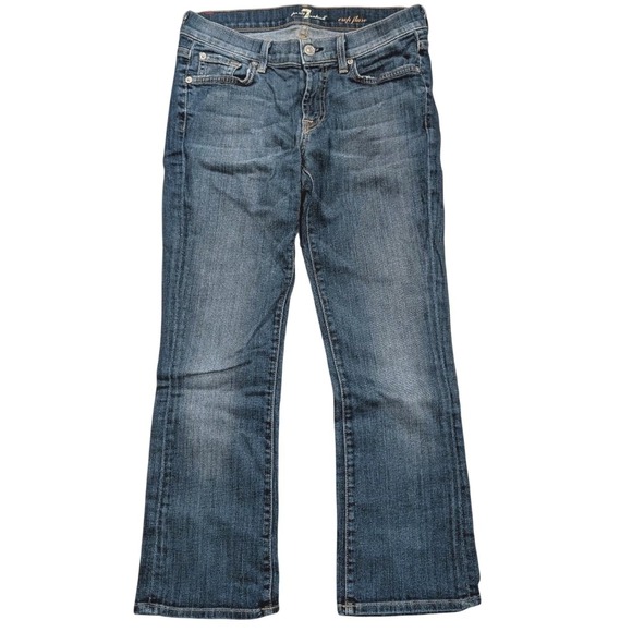 7 For All Mankind Womens 28 Crop Flare Jeans Cropped Stretchy - Picture 1 of 5
